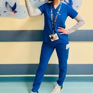 Stylish Blue Women's Scrub Top